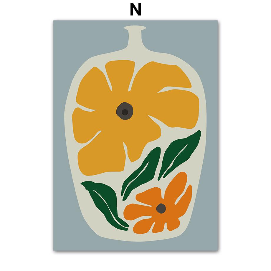 Modern Line Curve Girl Vase Flower Abstract Vintage Posters Prints Wall Art Retro Canvas Painting Pictures For Living Room Decor