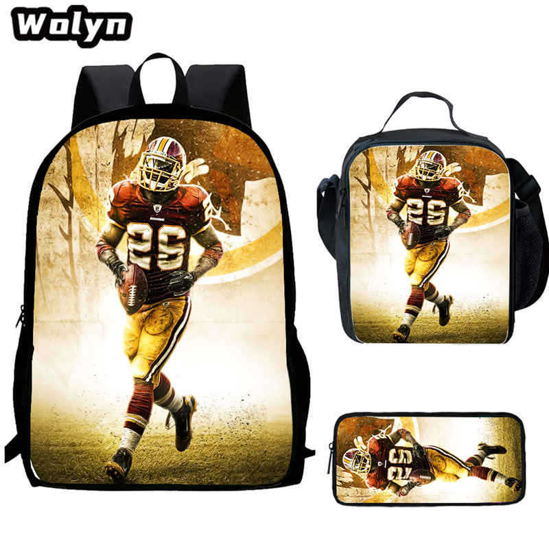 Football football 16 inch meal bag satchel three-piece pattern primary school backpack