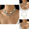 Bohemian Starfish Shell Bead Necklace With Layered Chain For Women