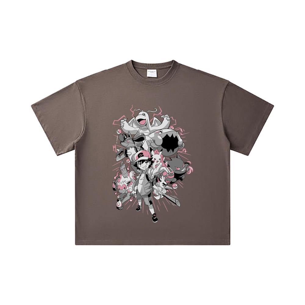 260 GSM Double Yarn 32 Count 100% Cotton Pokemon V20 Print Unisex Heavy Cotton T Shirt