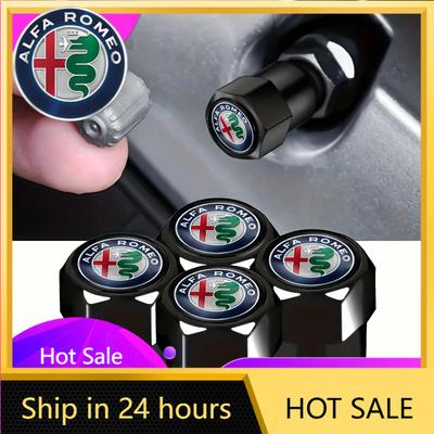 Autoaufkleber Für Alfa Romeo 4 Stück Aluminiumlegierung Auto Rad Reifen Ventilkappen Ventilschaftabdeckung Für Alfa Romeo 4C 159 166 Spider Giulia Giu