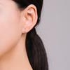 Modian Silver Turquoise Tiny Earring Real 925 Silver Round Clear CZ Hoop Earrings For Women Girl Party Fine Jewelry