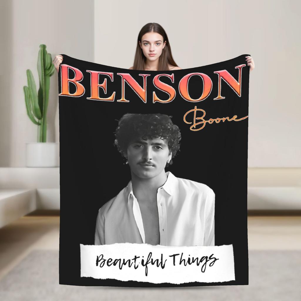 Benson Boone Vintage Style Blankets  Plush Funny Warm Throw Blankets for Bed Sofa Autumn/Winter