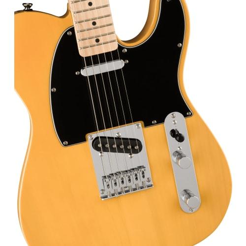 Squier by Fender Affinity Series? Telecaster? E-Gitarre, Ahorn-Griffbrett, Schwarzes Schlagbrett, Butterscotch Blonde, mit Softcase