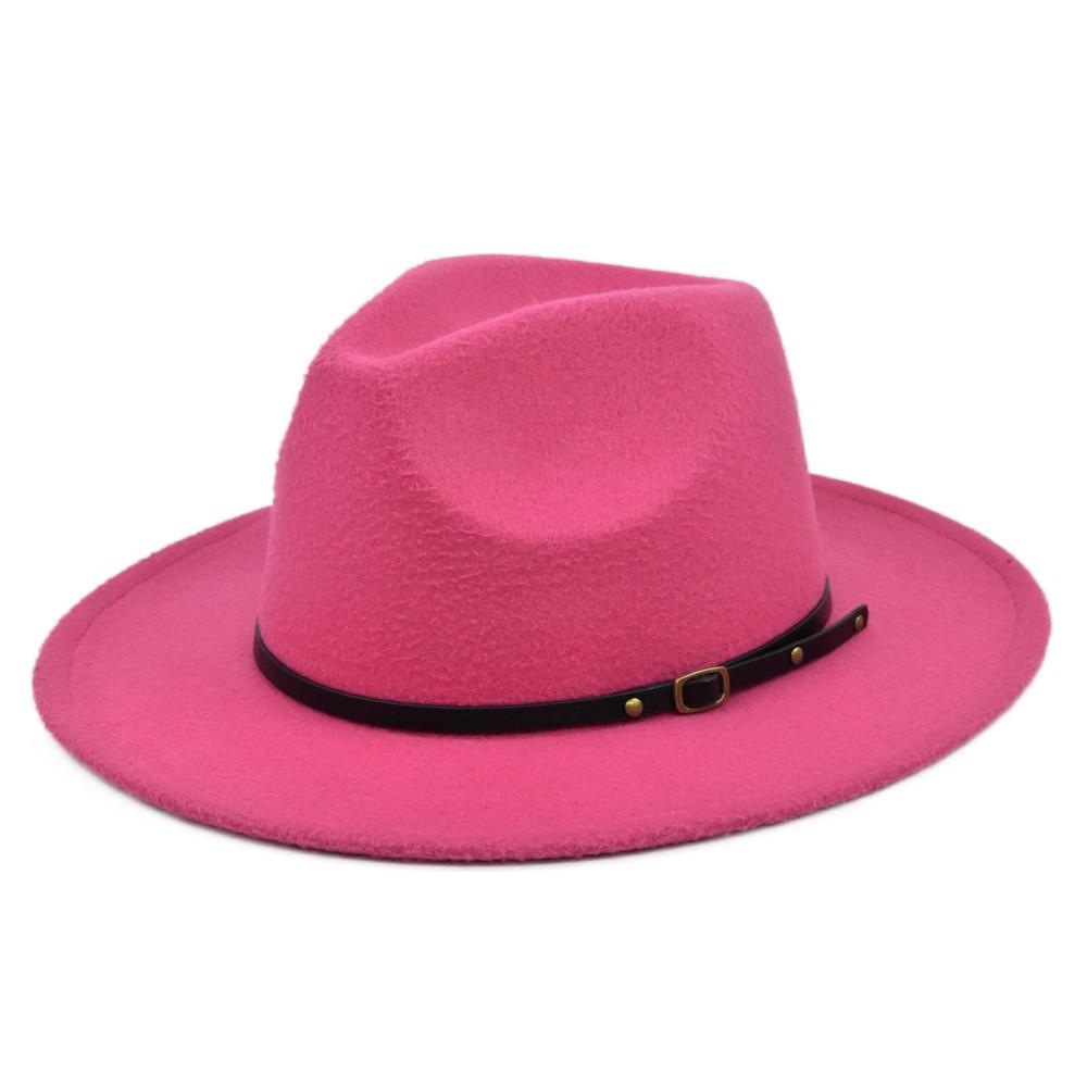 Retro Plush Jazz Multi Color Flat Big Brimmed Hat With Fashionable Personality