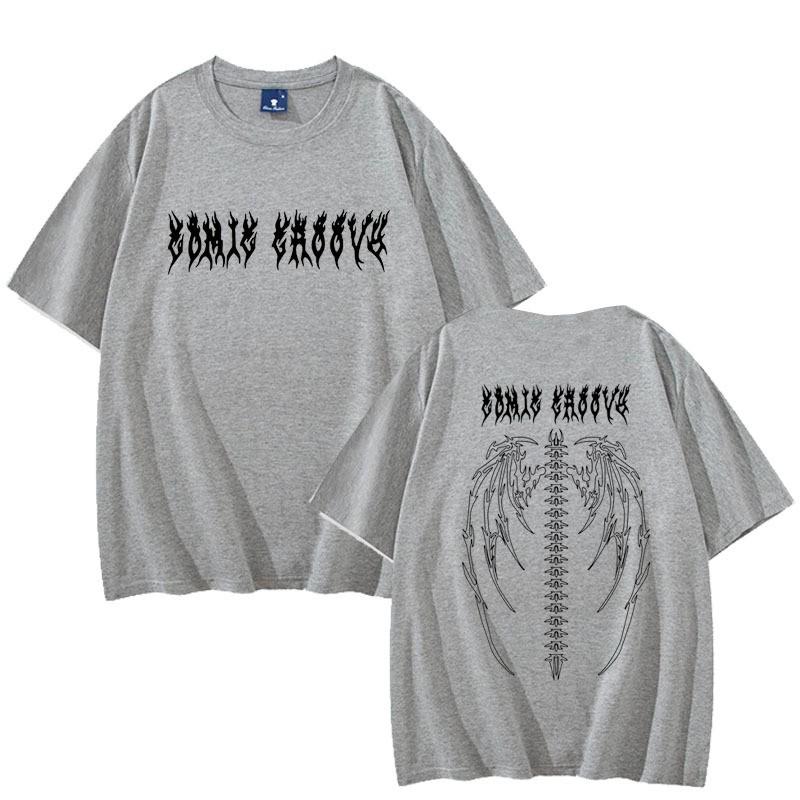 Womens Oversized Loose Fit Cotton T-Shirt With Graphic Print Round Neck Short Sleeve Casual Top