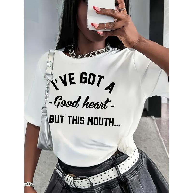 Women's Initial/Letter/Number Print Short Sleeve Blouse -  Round Neck Top with A-Z Letters (for example: name,
