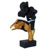 Handgefertigte Skulptur aus Polyresin mit einem Buch, das ein modernes Gesicht liest, Artikelfigur, antikes Schaustück für die Inneneinrichtung (Schwarz und Gold, Standard) 13" Zoll