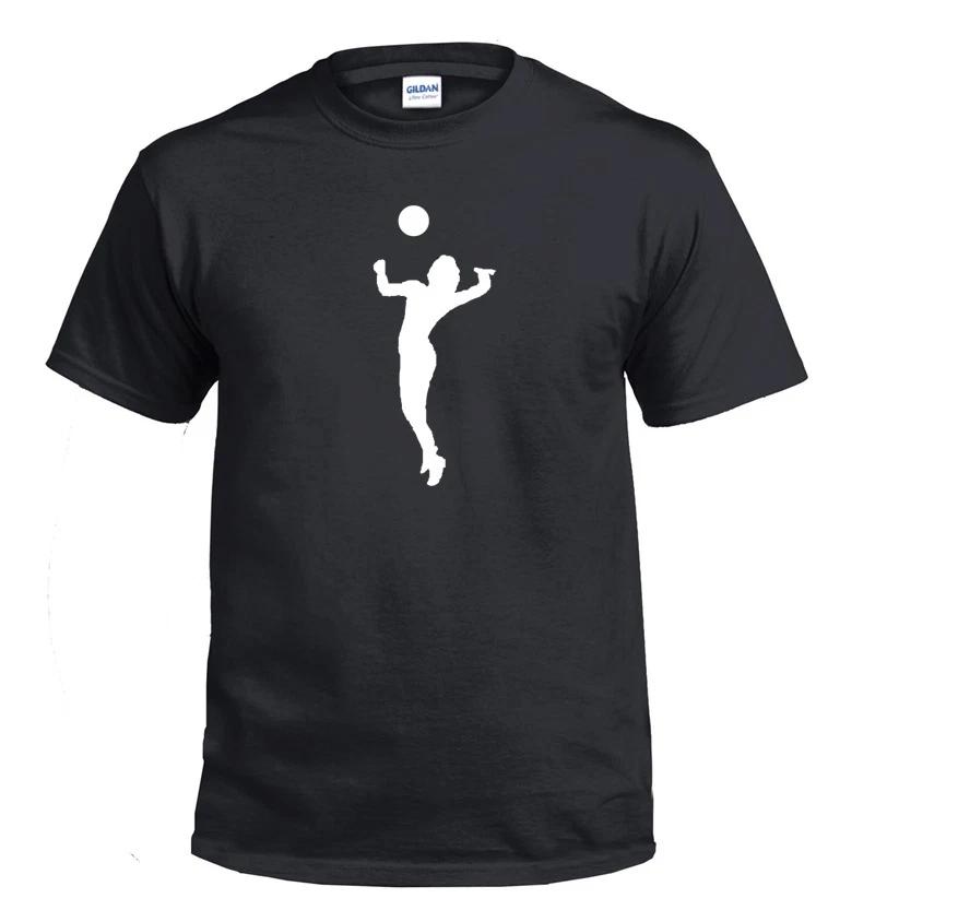 

Womens Volleyball T-Shirt Black White cotton Shirt Black White Spike S - 5XL M
