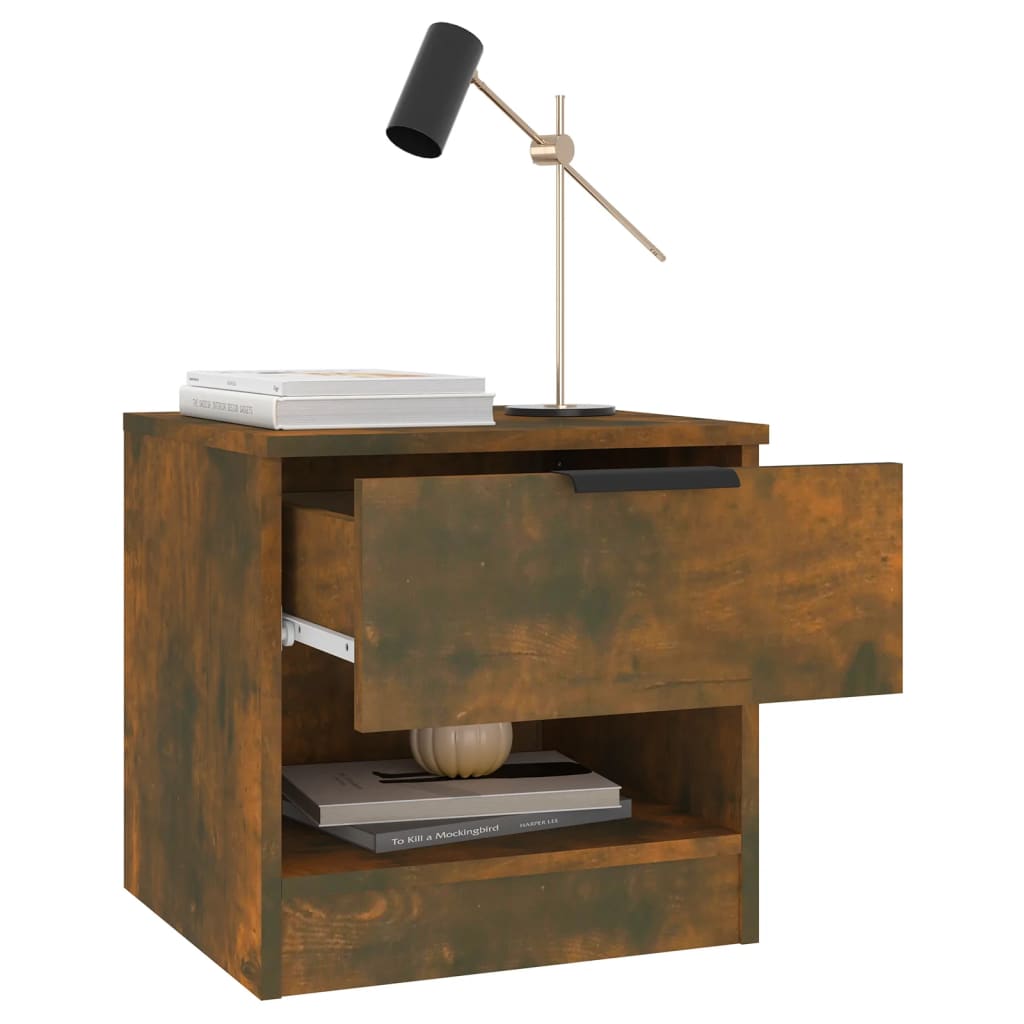 Nightstands 2 pcs Smoked Oak Wood Based Material
