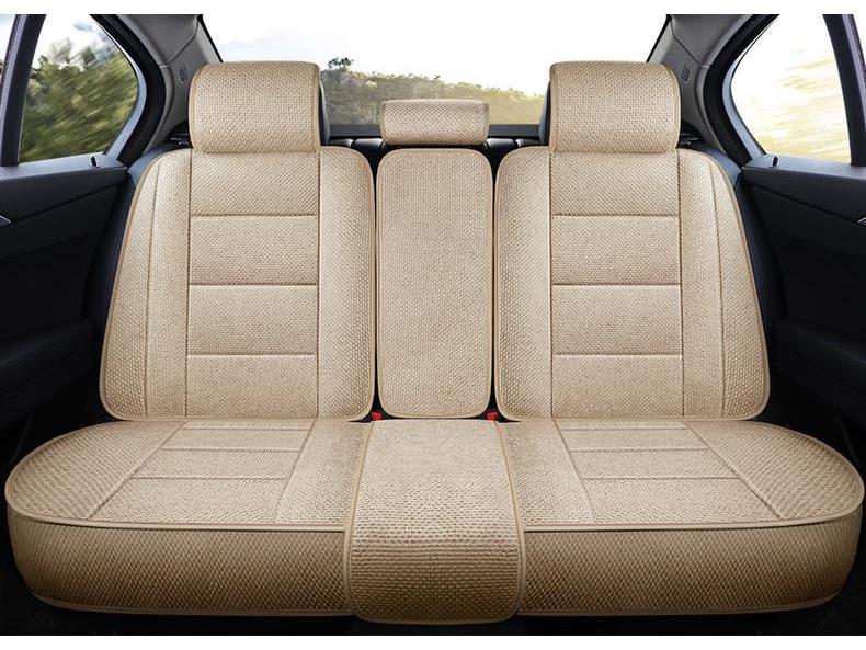Universal Full Coverage Leather Car Seat Cushion and Linen Cover