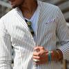 Abrigo de Traje Formal para Hombre con Solapa, Manga Larga, Estampado de Rayas, Bolsillos, Botones, Tapeta