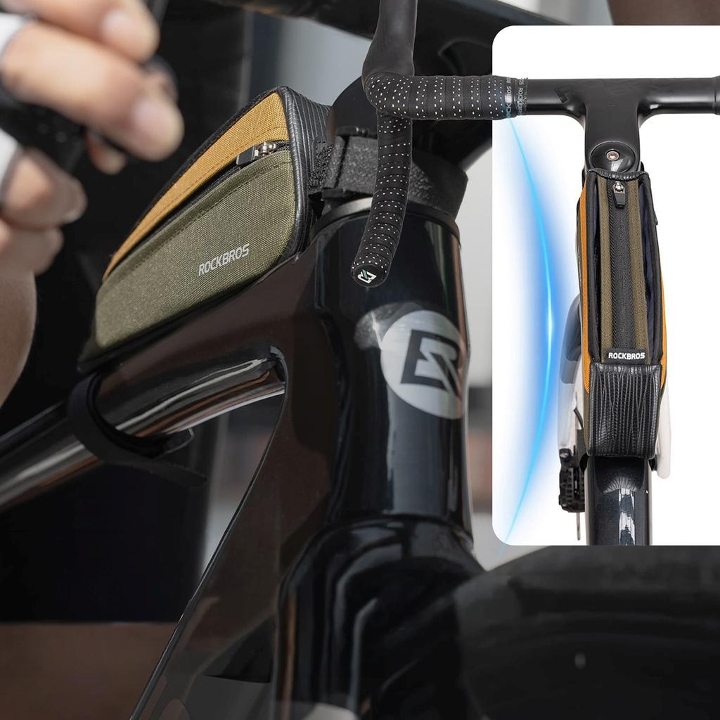 Torba Rowerowa Na Górną Rurę Ramy 0.25L - Zielono Pomarańczowa
