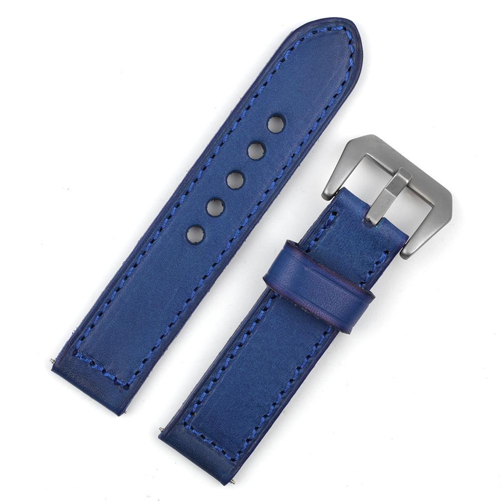 Vintage Genuine Leather Watch Bands 20mm 22mm 24mm Handmade Stitching Watch Strap Replacement Women Men Cowhide Wristband Belts
