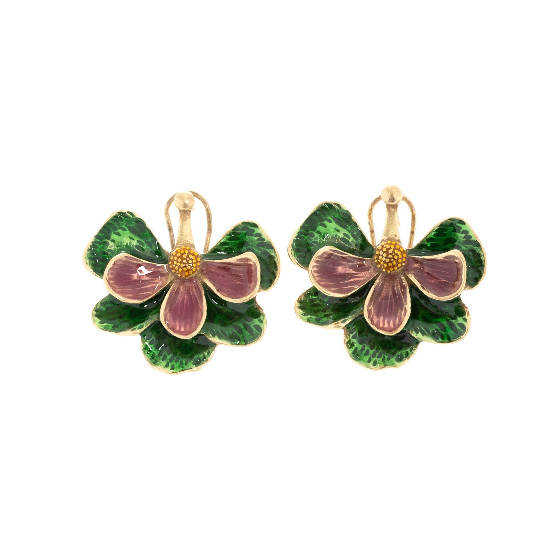 

Light Luxury Niche, Retro Niche Color Enamel Glaze Flower Stud Earrings Gold-Plated Women S Earrings Women S High-End Sense