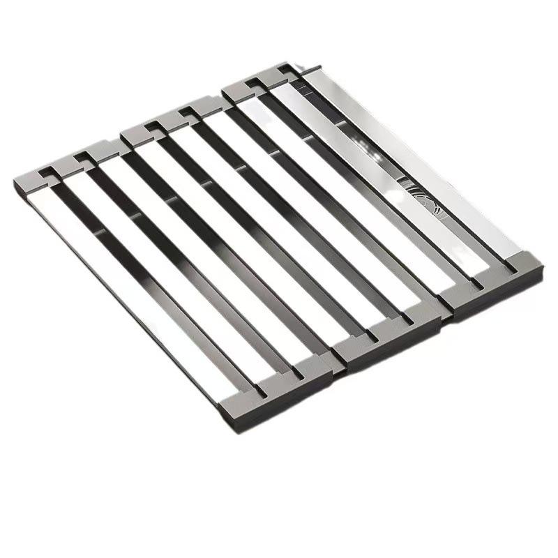Foldable Silicone Dish Drying Rack with 304 Stainless Steel for Kitchen Utensils