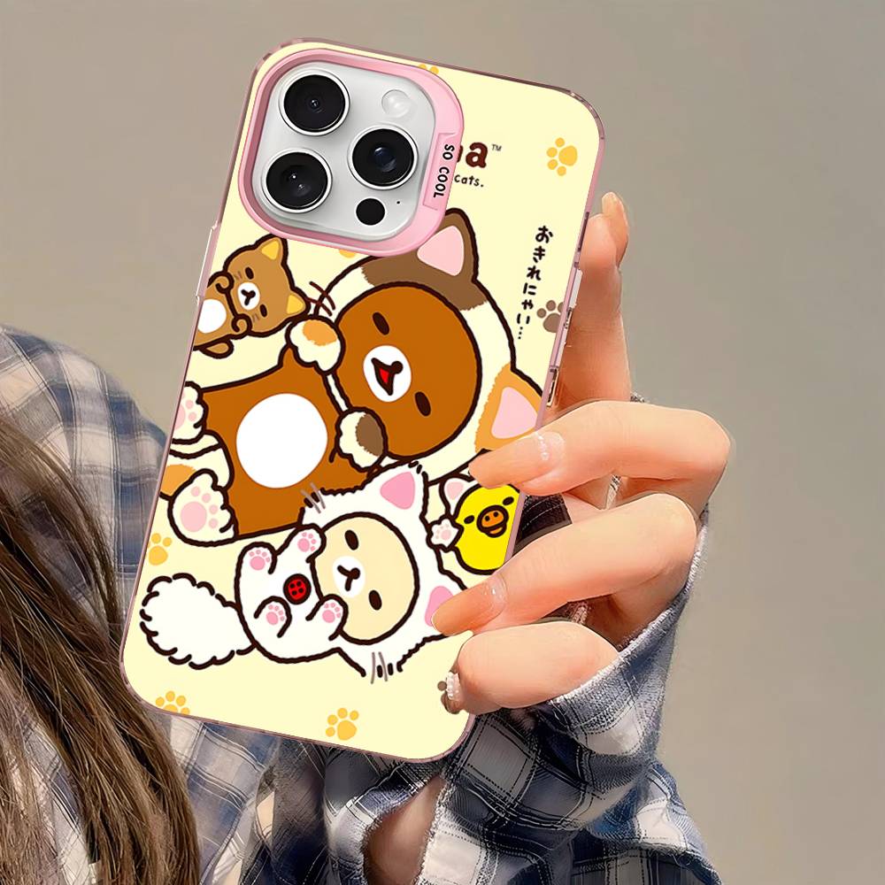 Cute Rilakkuma Bear Phone Case For IPhone 17 16 15 14 13 12 11 Pro MAX Matte Shockproof Back Anti Fall Matte Cover