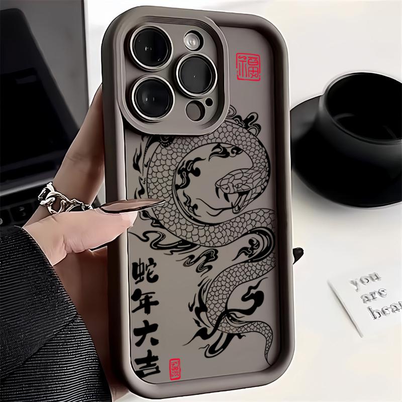 Luxury New Snake Year Silicone Phone Case For iPhone 16 Pro Max 15 14 13 12 11 7 8 Plus X XS XR SE Shockproof Bumper Back Cover