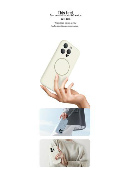 Custodia Magnetica in Silicone a 16 Pulsanti per iPhone 15 Pro Max con Design Lenti a Filo