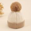 Winter Hat Ball Warm Double Layer Knit Beanie Cute Fashionable Soft Light Beige-Friendly Suitable for Outdoor Walking, Skiing