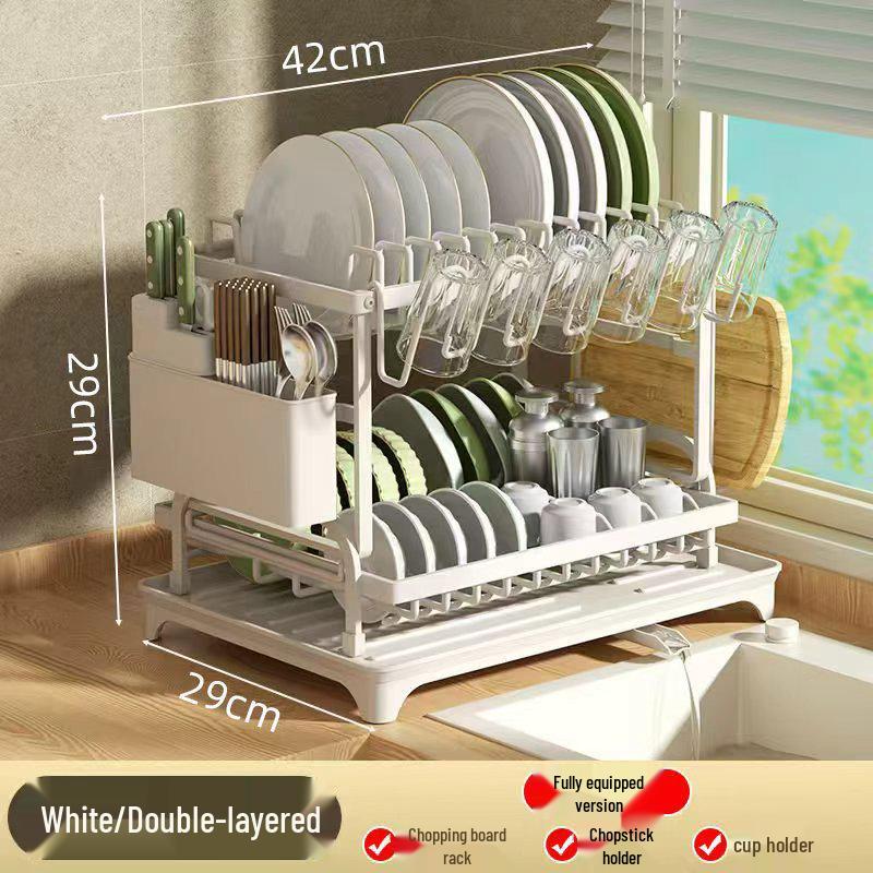 

Двоярусна кухонна стійка для зберігання на стільниці для мисок, тарілок та обробних дощок