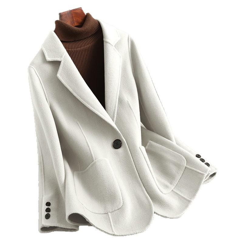 Autumn New Double-sided Wool Short Small Suit Coat Slim-fitting High-end Small Woolen Coat Women