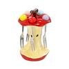 Apples Designs Ceramic Fruit Holder Set Including 4 Snacks Forks Heat Resistant Tableware for Home Party Decoration