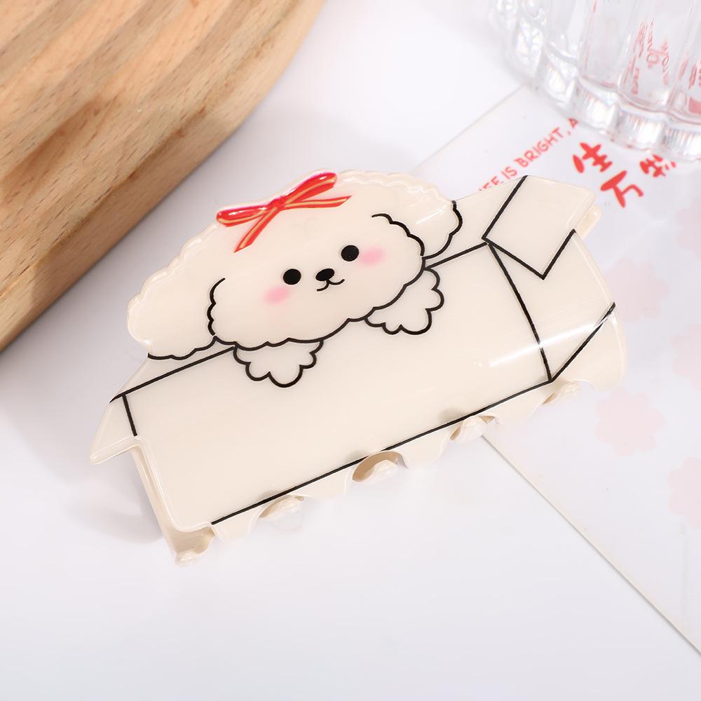 1pc Acrylic Cute Cartoon Dog Hair Grabbing Girl's Heart Soft Cute Hair Hairpin Sweet Student Children's Coiled Hair Shark Clip