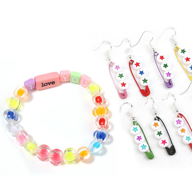 50pcs/Lot Rectangular Letter Beads Acrylic Beads Square Loose Spacer Beads For Jewelry Making Handmade Bracelet Necklace