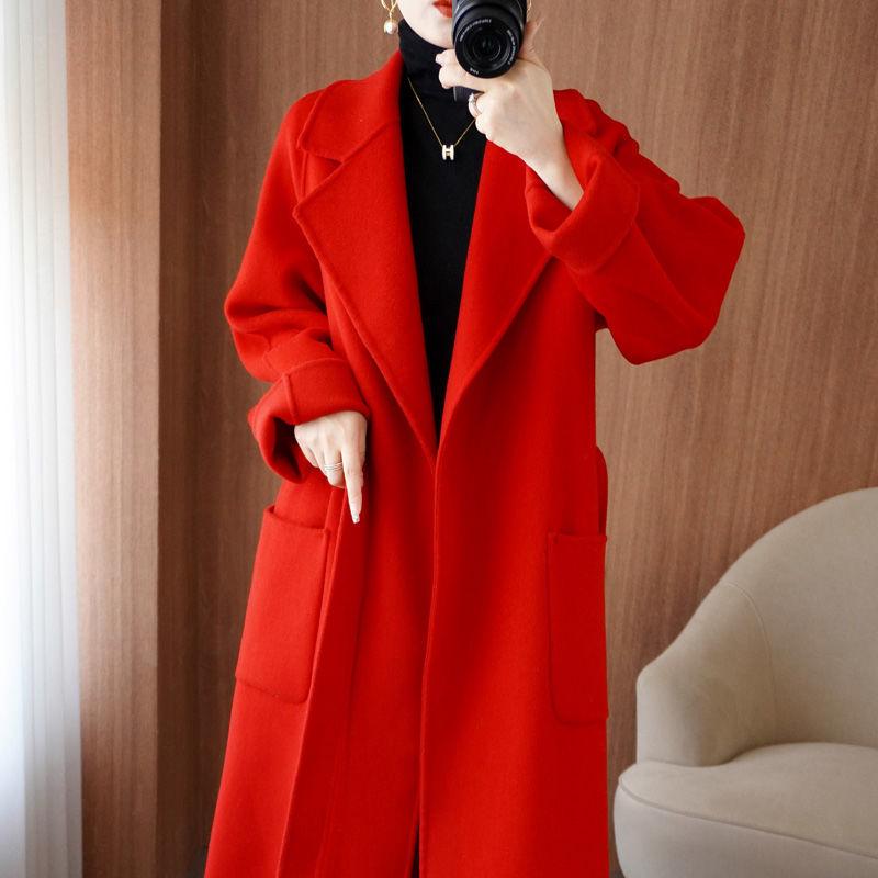 2023 Women's Mid-Length Oversized Double-Faced Cashmere Wool Coat