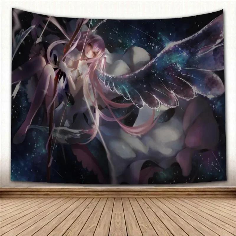Puella Magi Madoka Magica Kawaii Anime Tapestry Psychedelic Decorative Carpet Wall Fabric For Living Room Bedroom Accessories