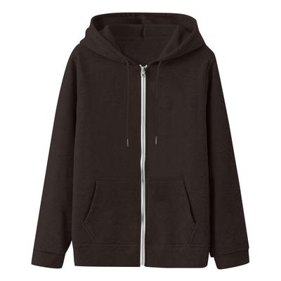 Women's Fashion Zipper Hoodie Long Sleeve Hooded Pullover Sweatshirt Casual Color Tops With Pockets