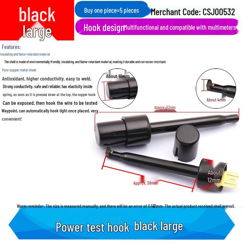 Large Hook-Type Multimeter Test Clip for Power Testing