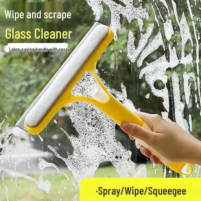 Multifunctional Double-Sided Glass Scraper & Window Cleaner with Spray and Mirror Scraper