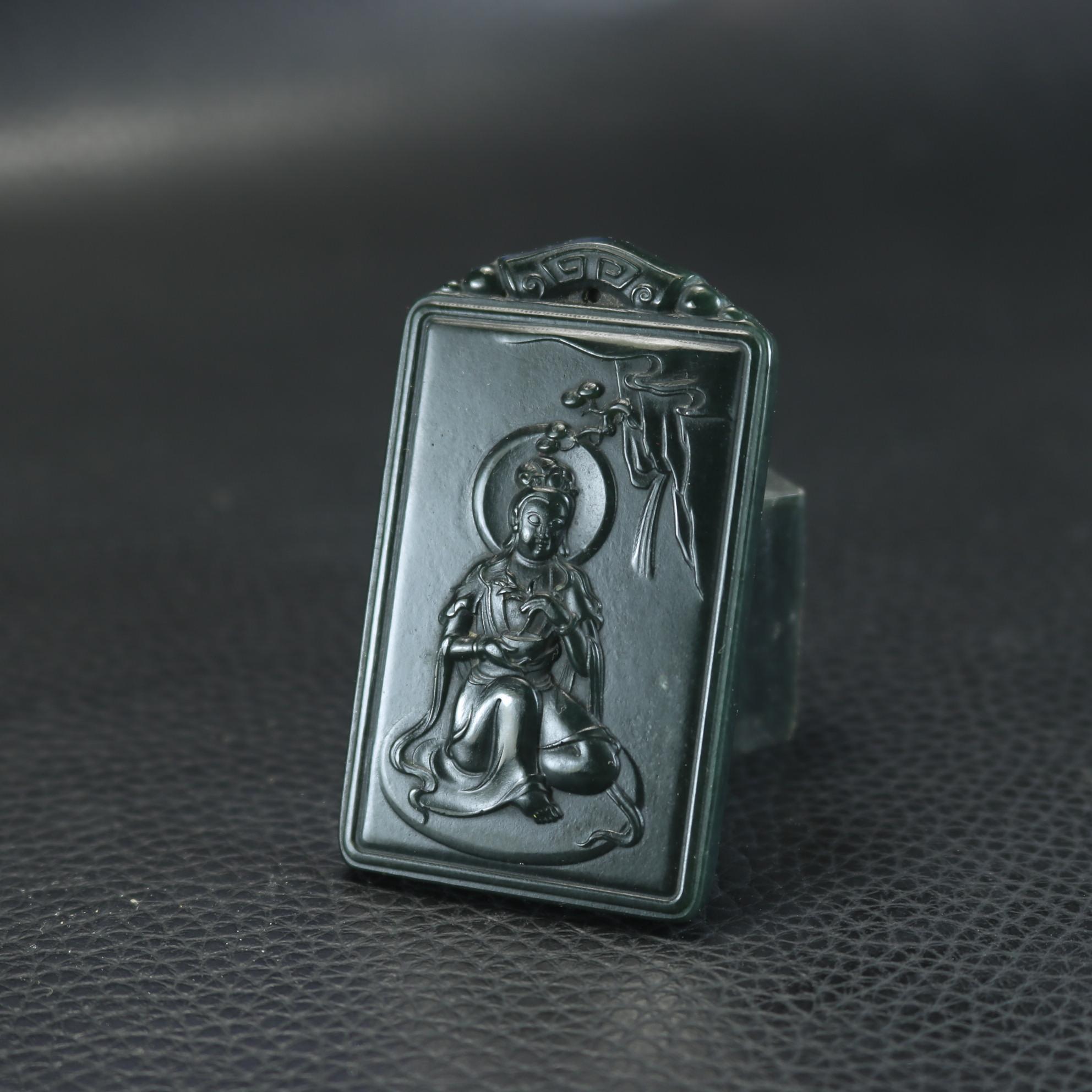 China Style Certified 100% Chinses Hetian Jade Hand-carved Kwan-yin Pendant Necklaces Men or Women Amulets