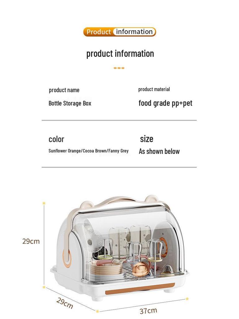 Aufbewahrungsbox für Babyflaschen und Utensilien mit staubdichtem Deckel und Abtropfgestell