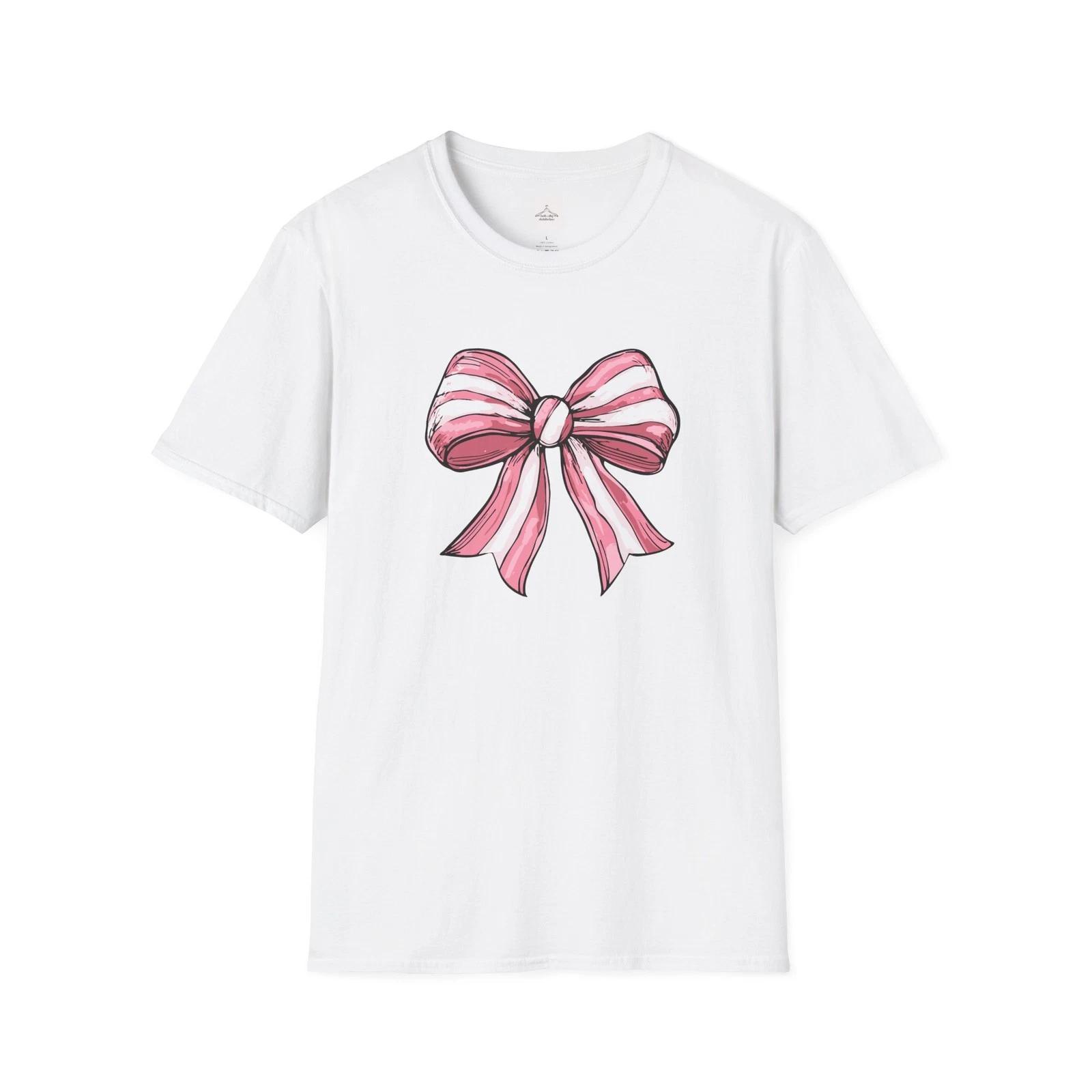 

Милая футболка с принтом-бантом для повседневной носки, подарок для нее, весенний стиль, кэжуал [...] S