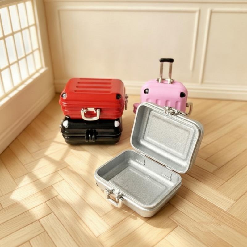 1Pcs Cute Home Decor Accessories 1:12 Scale Dollhouse Miniature Travel Luggage Box Suitcase Model Photography Props