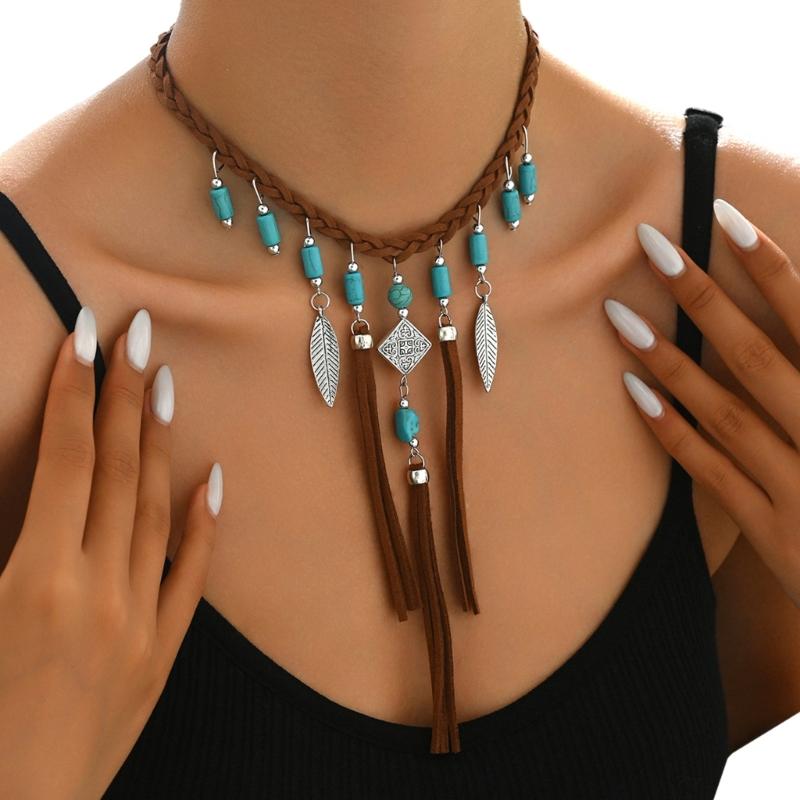 Elegant Modifiable Marine Sphere Necklace With Thin Faux Leather Cord For Stratified Jewelry Appearance