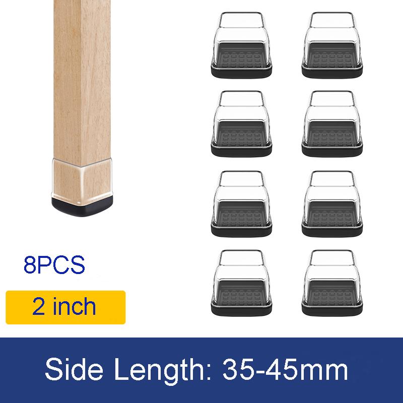 8PCS Carpet Furniture Sliders Chair Leg Floor Protectors Rubber Round Square Furniture Chair Feet Glides Caps Prevent Scratches