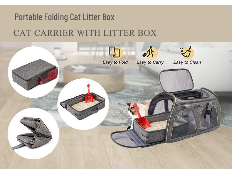 Portable Foldable Cat Litter Box - Oxford Cloth Outdoor Travel Pet Toilet and Poop Basin