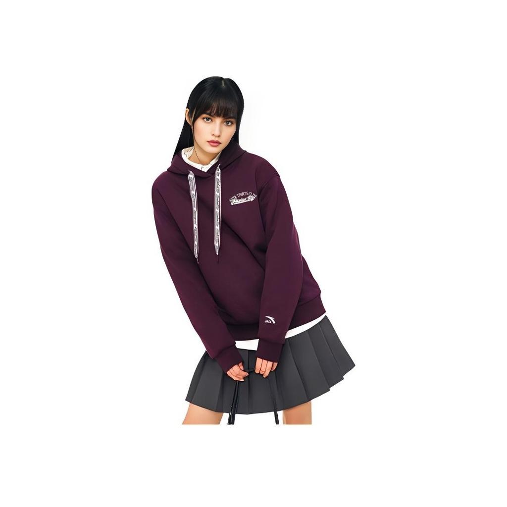 Anta Comfortable Breathable Versatile Hooded Sweatshirt Women Sweatshirts Plum-Purple 162448701N-3