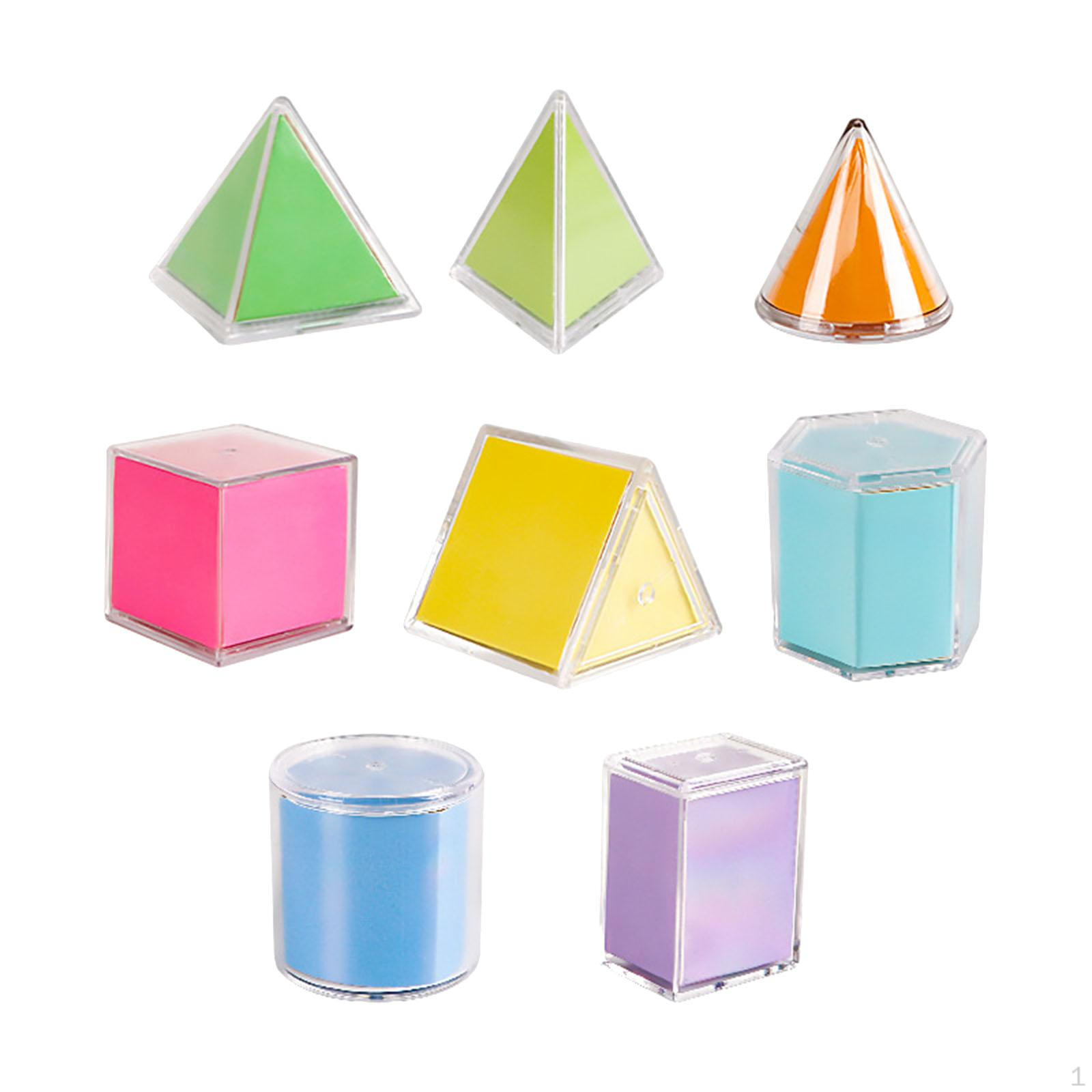 8x Геометрические тела Обучающая игрушка Прозрачные Ранняя математика Разноцветные кубики Манипулятивы для