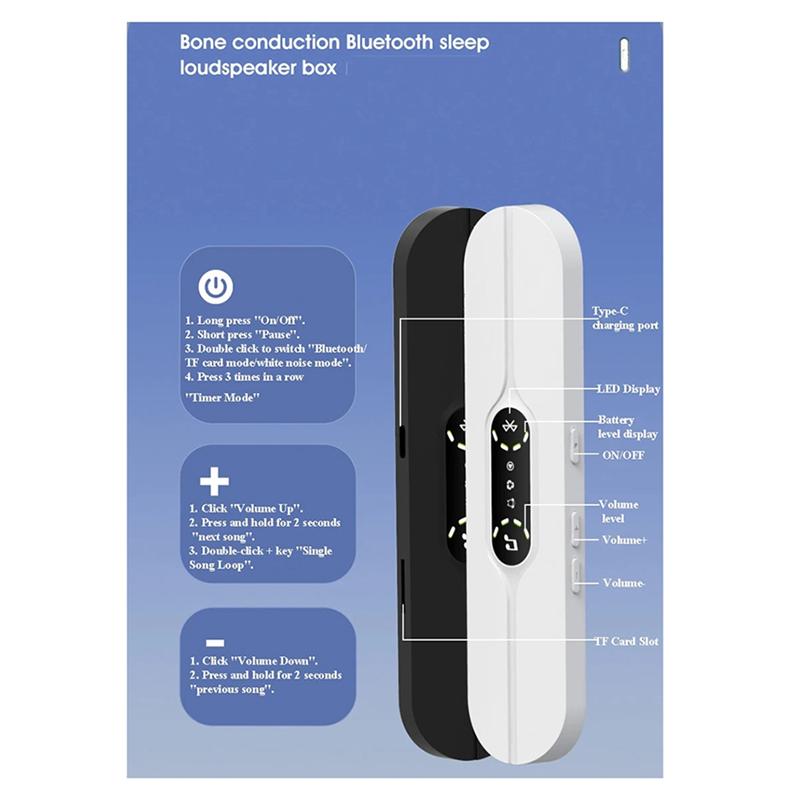 

A96I-New Suboccipital Bone Conduction Wireless 5.4 Bluetooth Music Box Sleep Speaker Timed White Noise Small Speaker