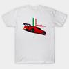 Men Black Print T-shirt Ferrari 458 Italia Red Italian Stripes No-Cut Transfer Paper Print Cotton Tshirt