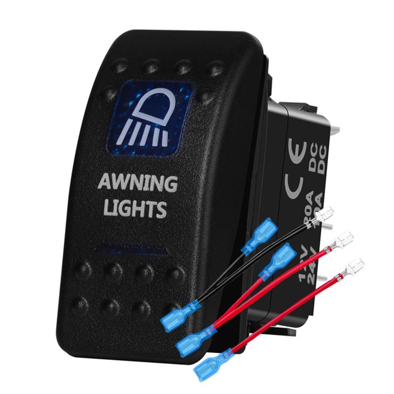 12v/24v Blue Led Light 5 Pin On Off SPST Rocker Switch 7 Pin On Off On ARB Carling Style Car Boat Waterproof Pump Push Switch