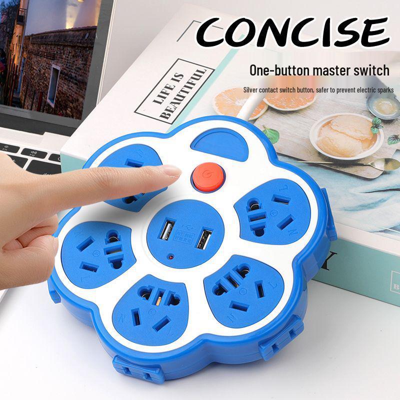 Creative USB Multi-Hole Power Strip with Anti-Leakage Socket for Dorm & Home