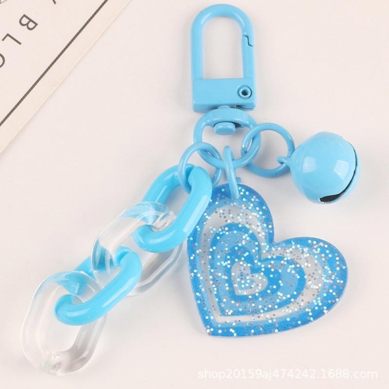 Sweet Acrylic Heart Pendant Keychain Link Chain Keyring for Purse,Handbag, Bag