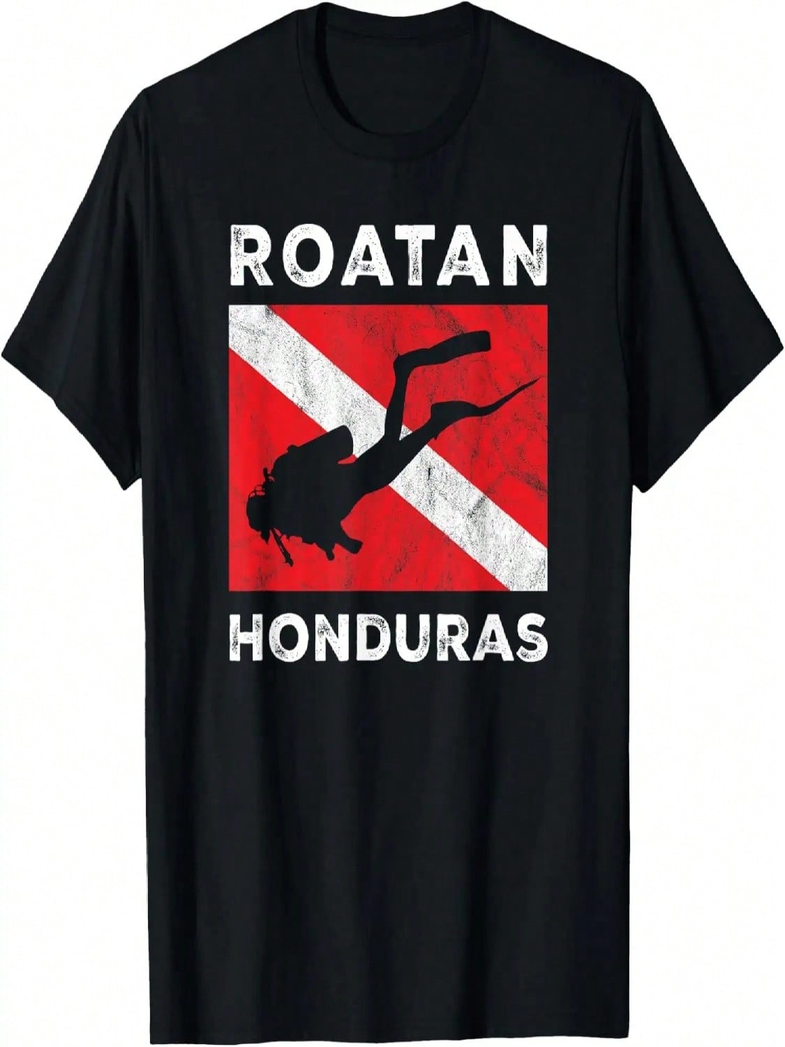 Retro Roatan Honduras Dive Vintage Dive Flag Diving T-Shirt S