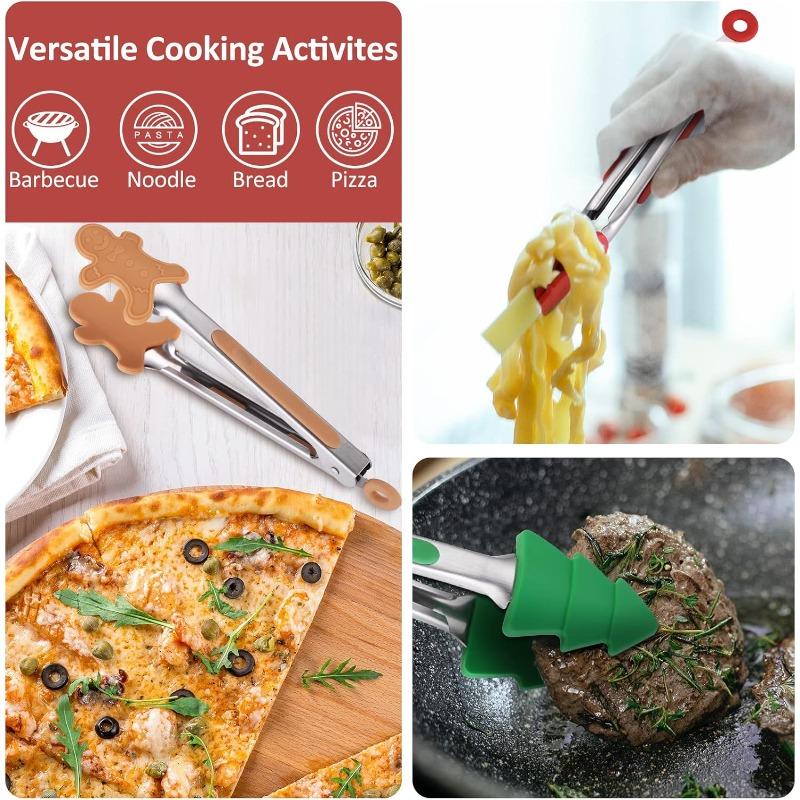 1-3PCS Stainless Steel Silicone Food Tongs BBQ Tongs Heat-Resistant Grilling Tongs for Steak Bread BBQ Accessories